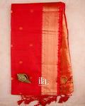 Tomato Red with Paithani Pallu Semi Silk Saree — Full Saree