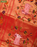 Tomato Red with Paithani Pallu Semi Silk Saree — Pallu