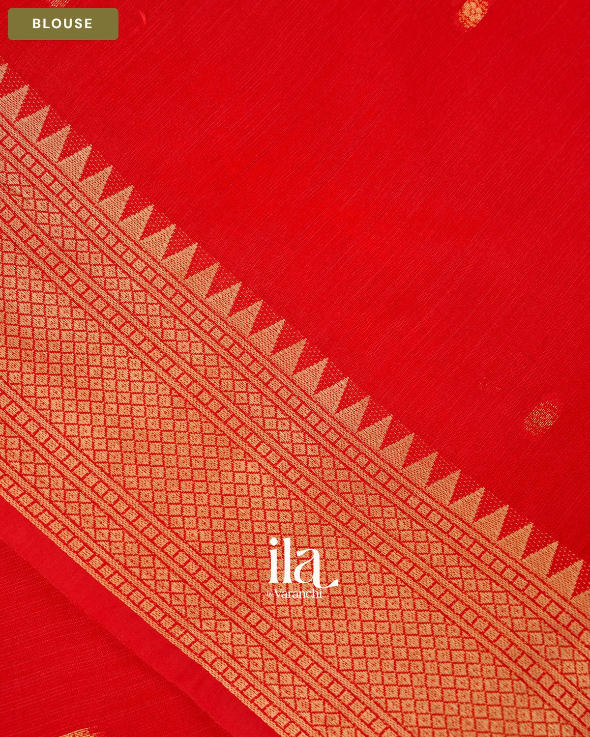 Tomato Red with Paithani Pallu Semi Silk Saree — Blouse
