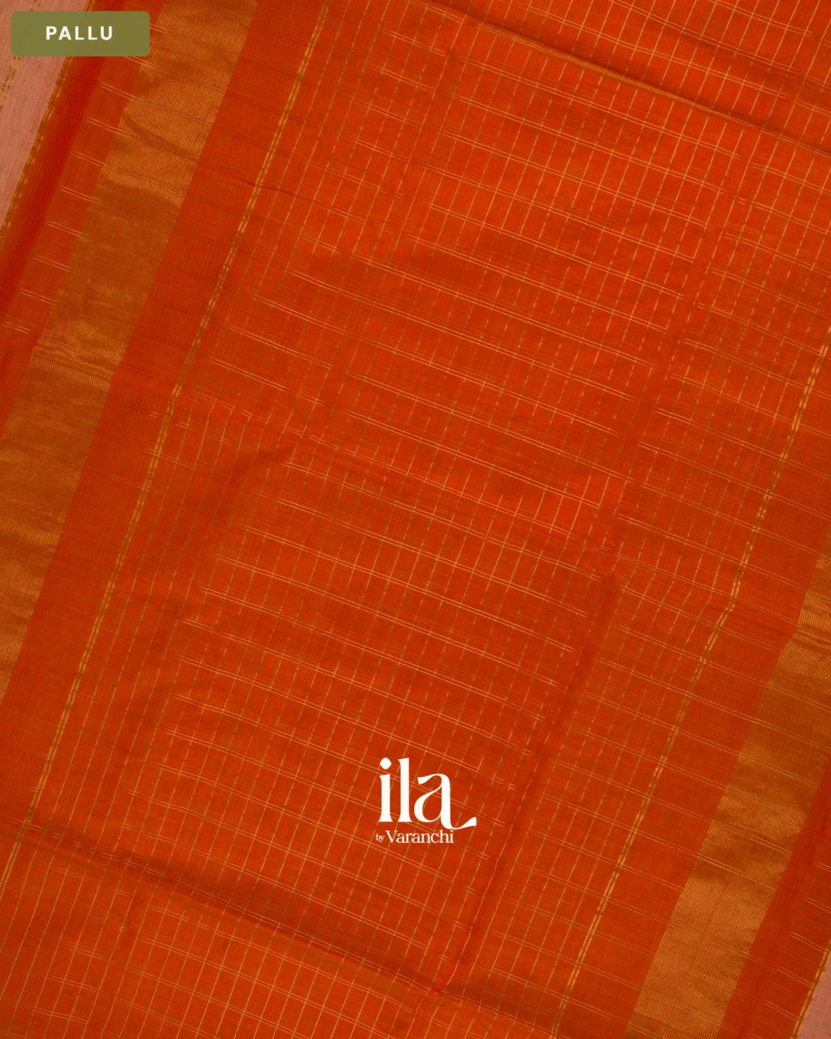 Dusty Peach Checkered Maheshwari Silk Cotton Saree — Pallu