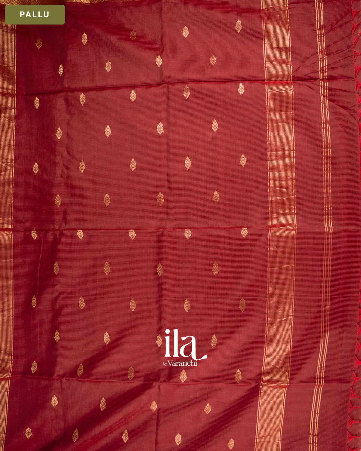 Maroon Maheshwari Silk Cotton Saree — Pallu