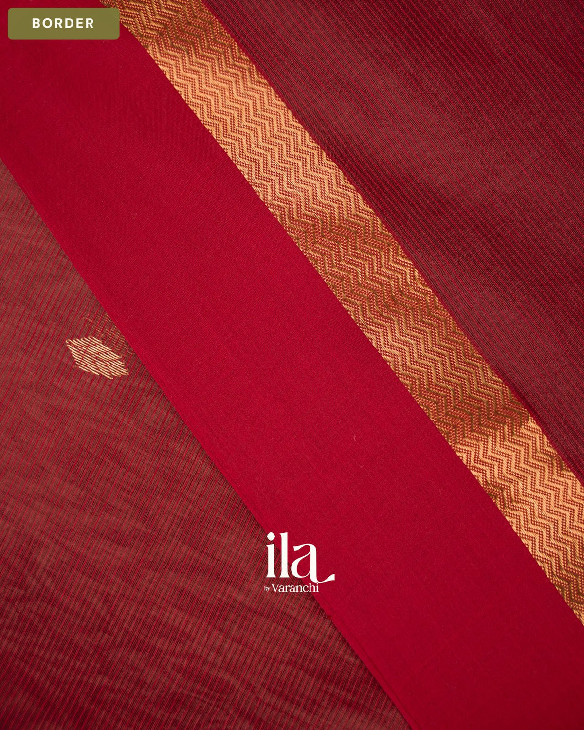 Maroon Maheshwari Silk Cotton Saree — Border