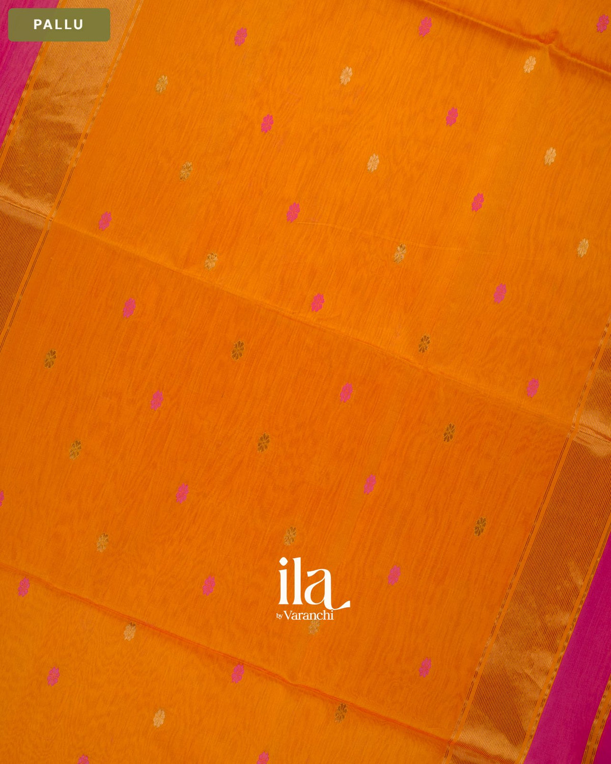 Magenta Pink Maheshwari Sico Saree — Pallu