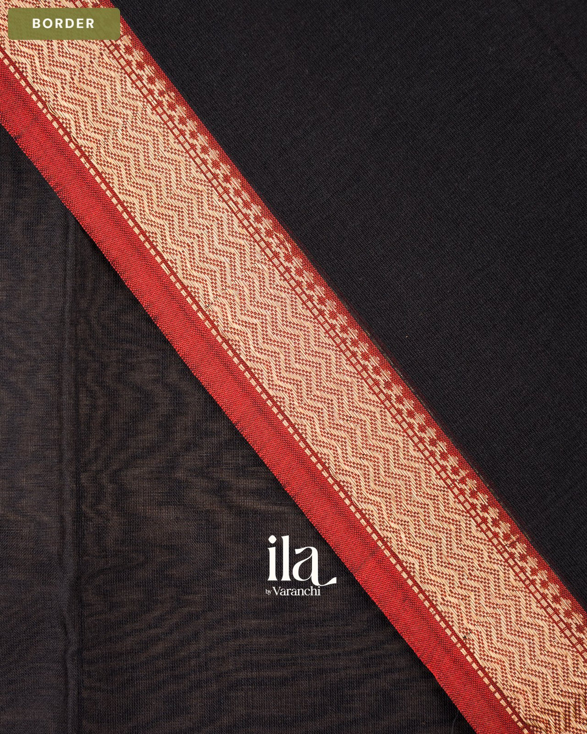 Black Maheshwari Silk Cotton Saree — Border