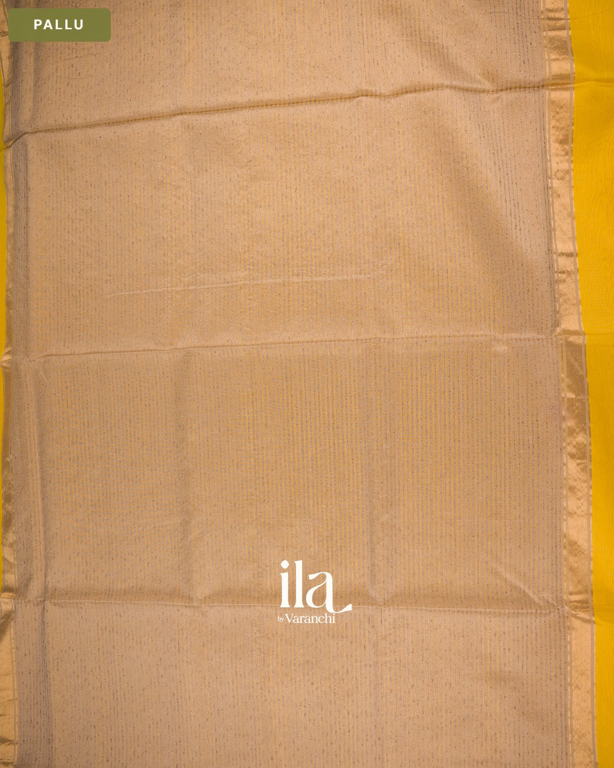 Bright Yellow Maheshwari Silk Cotton Saree — Pallu