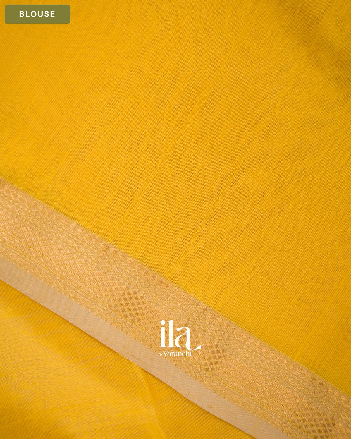 Bright Yellow Maheshwari Silk Cotton Saree — Blouse