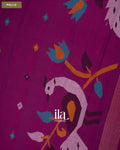 Wine Purple Floral Jamdani Mul Cotton Saree — Pallu