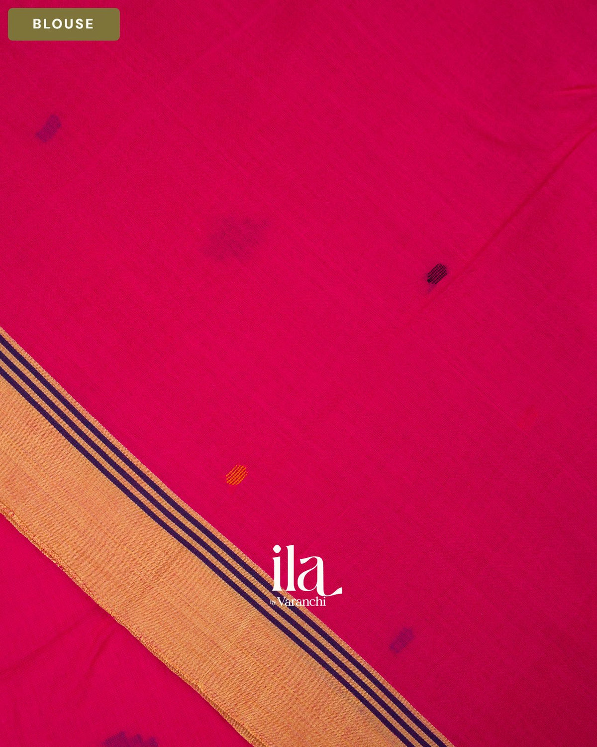 Deep Magenta Floral Jamdani Mul Cotton Saree — Blouse