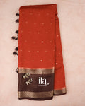 Rust Orange Assam Silk Saree — Full Saree
