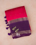 Rani Pink Assam Silk Saree — Folded