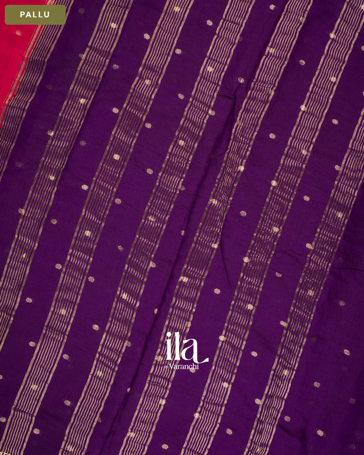 Rani Pink Assam Silk Saree — Pallu