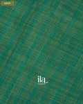 Teal Green Checkered Kalamkari Semi Linen Tissue Saree — Body