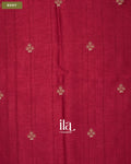 Cherry Red Floral Embroidered Semi Tussar Saree — Body