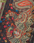 Cream Mirror Embroidered Semi Linen Saree — Pallu