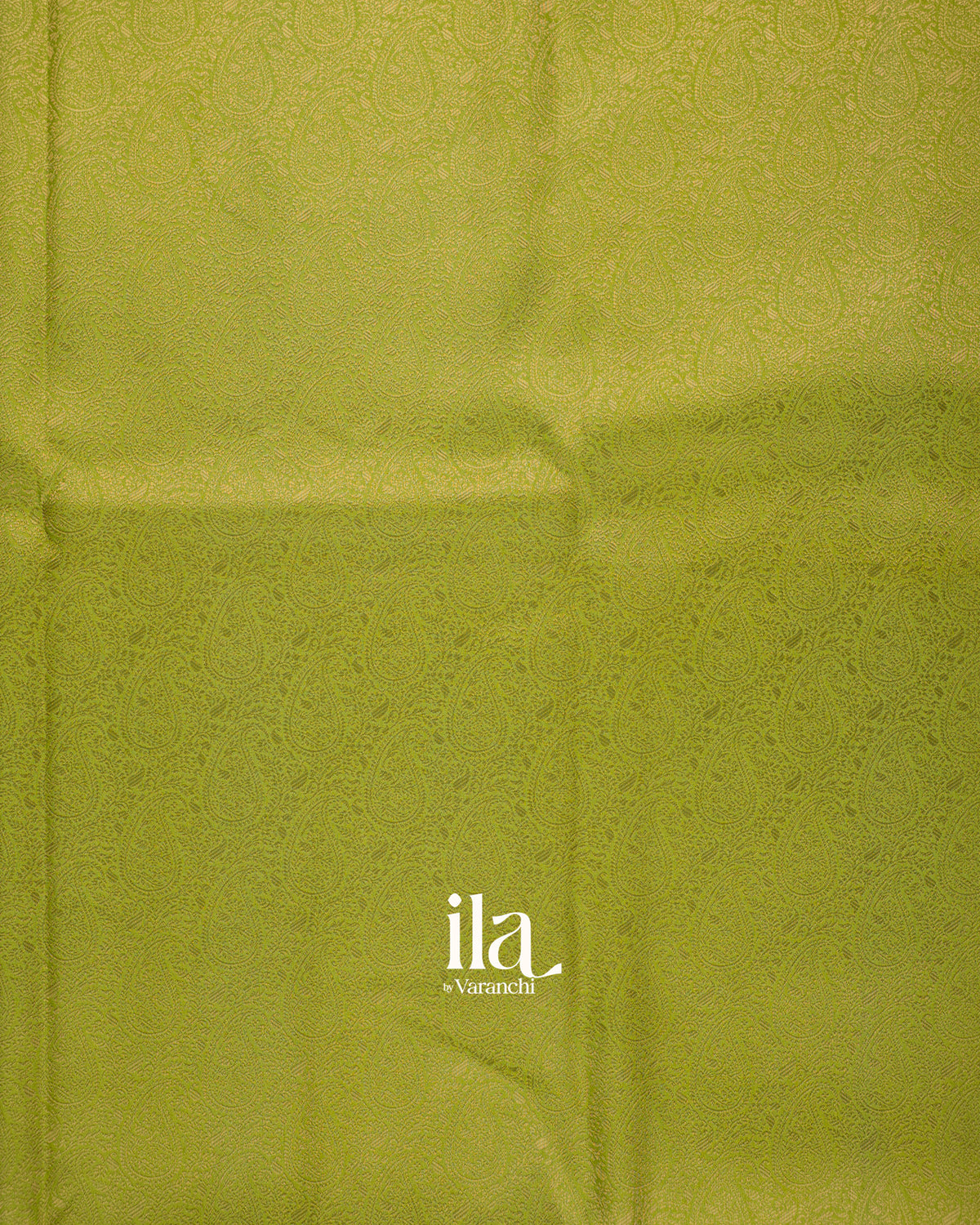 Parrot Green Paisley Brocade Semi Georgette Saree