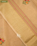 Beige Floral Embroidered Dola Silk Saree — Border