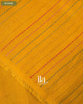 Mustard Yellow Floral Embroidered Dola Silk Saree — Blouse