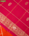 Burnt Orange Checkered Assam Silk Saree — Blouse
