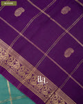 Powder Blue Checkered Assam Silk Saree — Blouse