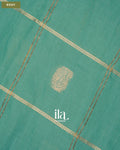 Powder Blue Checkered Assam Silk Saree — Body