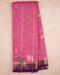 Mauve Checkered Assam Silk Saree — Full Saree