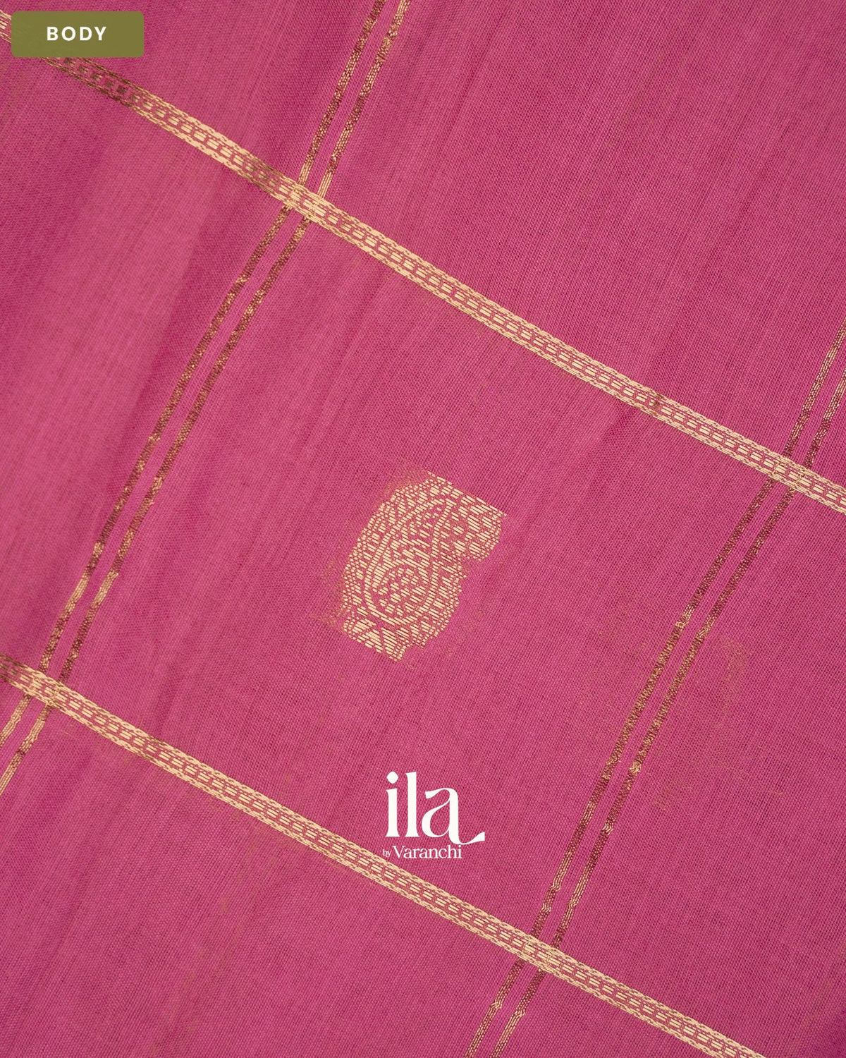Mauve Checkered Assam Silk Saree — Body
