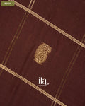 Coffee Brown Checkered Assam Silk Saree — Body