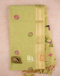 Pista Green with Paithani Pallu Semi Cotton Saree — Full Saree