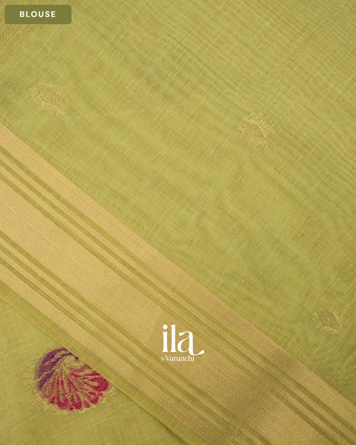 Pista Green with Paithani Pallu Semi Cotton Saree — Blouse