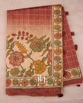 Brown Kalmkari Print Semi Tussar Saree
