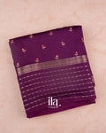 Wine Purple Floral Embroidered Assam Silk Saree