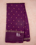 Wine Purple Floral Embroidered Assam Silk Saree