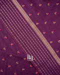 Wine Purple Floral Embroidered Assam Silk Saree