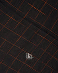 Charcoal Black Ikat Butta Bengal Khadi Saree