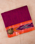 Wine Purple Checked Bengal Khadi Saree