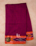 Wine Purple Checked Bengal Khadi Saree