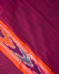 Wine Purple Checked Bengal Khadi Saree