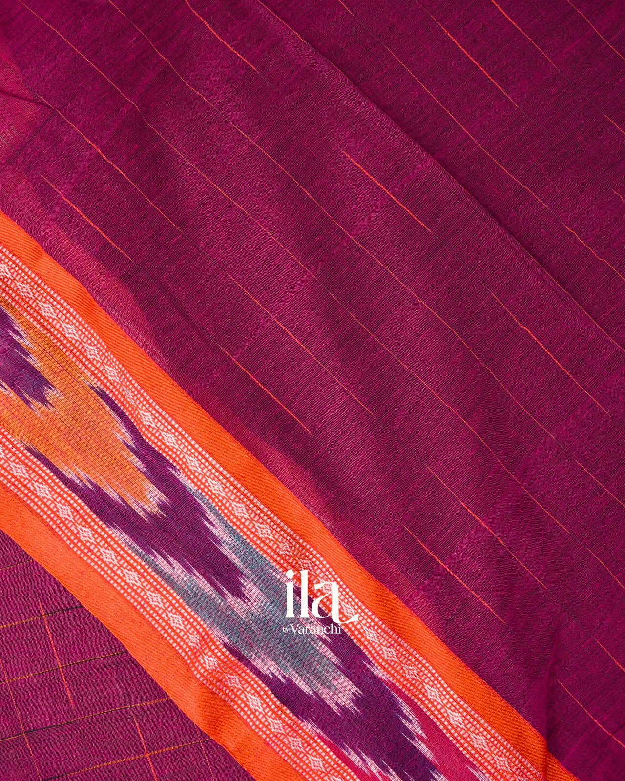 Wine Purple Checked Bengal Khadi Saree