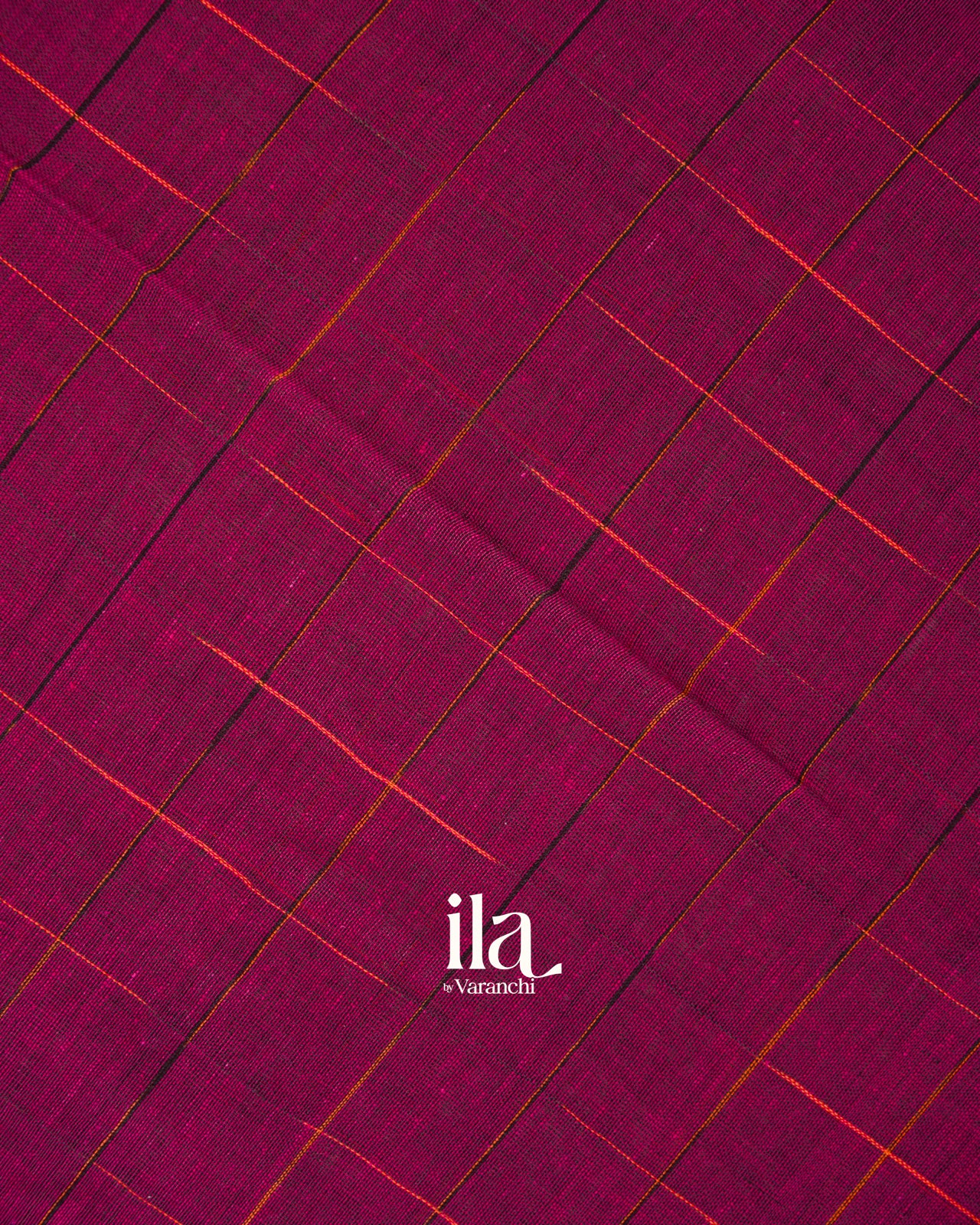 Wine Purple Checked Bengal Khadi Saree
