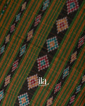 Bottle Green Checkered Bengal Khadi Saree