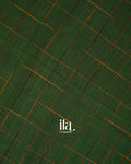 Bottle Green Checkered Bengal Khadi Saree