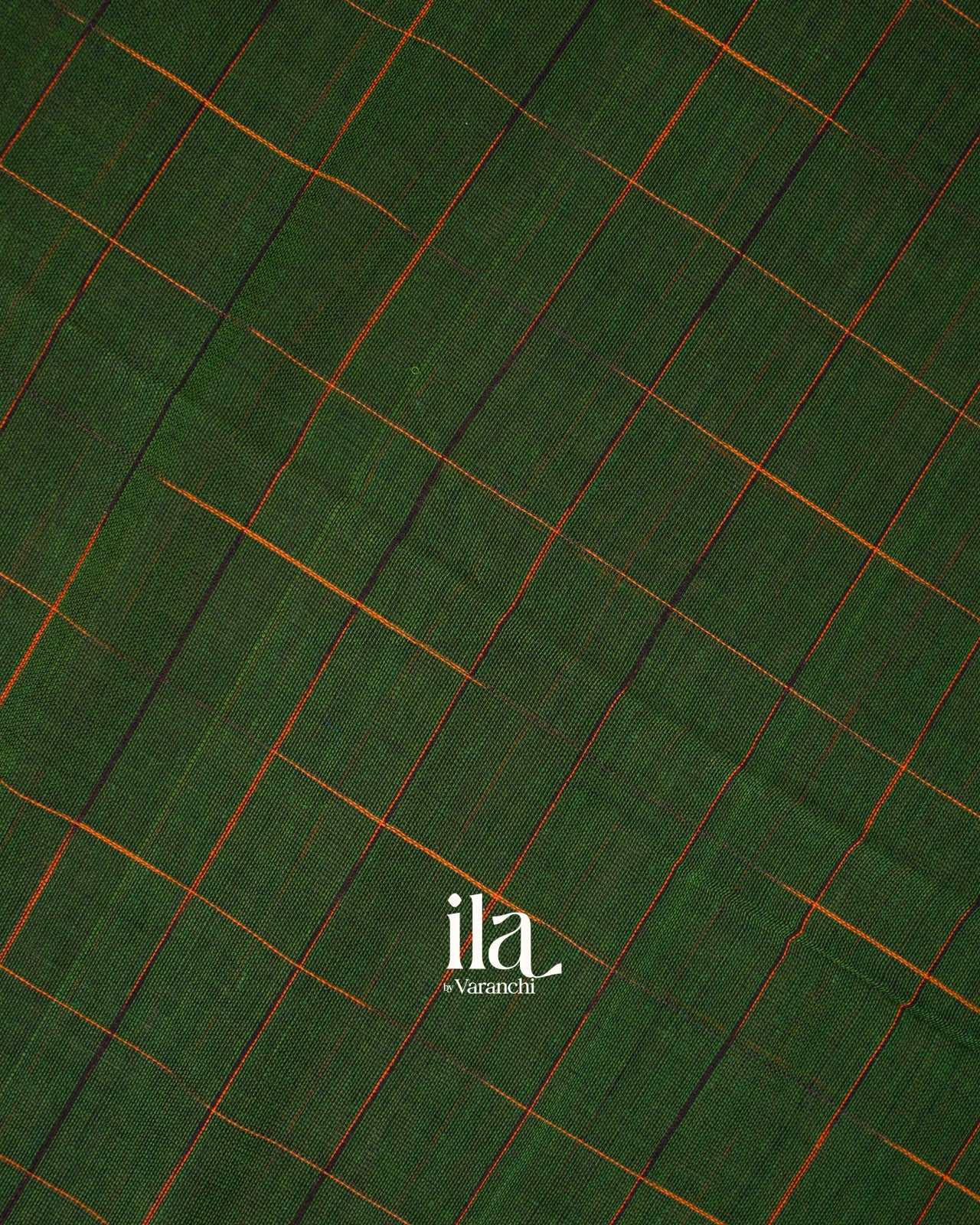 Bottle Green Checkered Bengal Khadi Saree