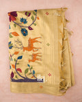 Ivory Paithani Pure Semi Cotton Saree