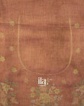 Peach Floral Printed and Embroidered Semi Linen Saree