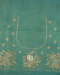 Sea Green Floral Printed and Embroidered Semi Linen Saree