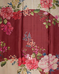 Cream Floral Printed Semi Tussar Saree