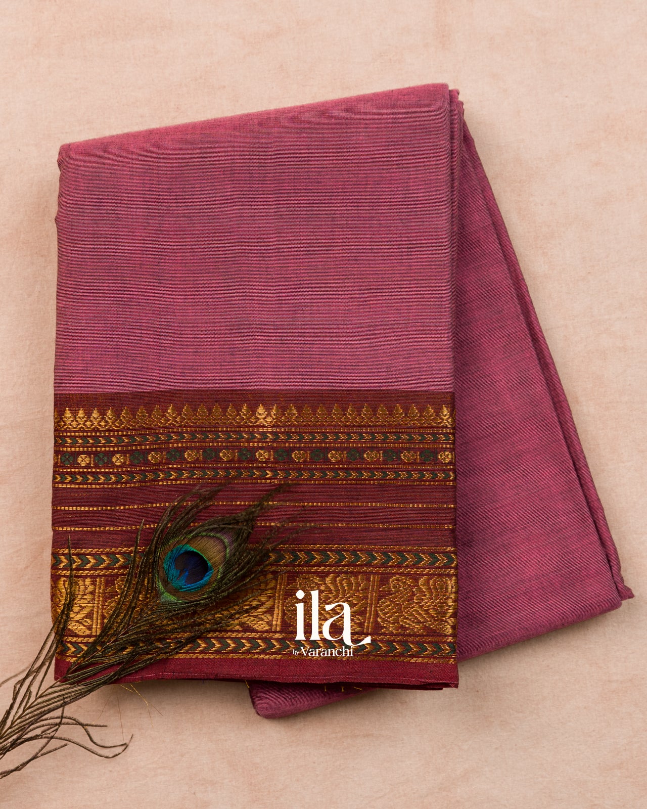 Dusty Rose Pure Kanchipuram Cotton Handloom Saree