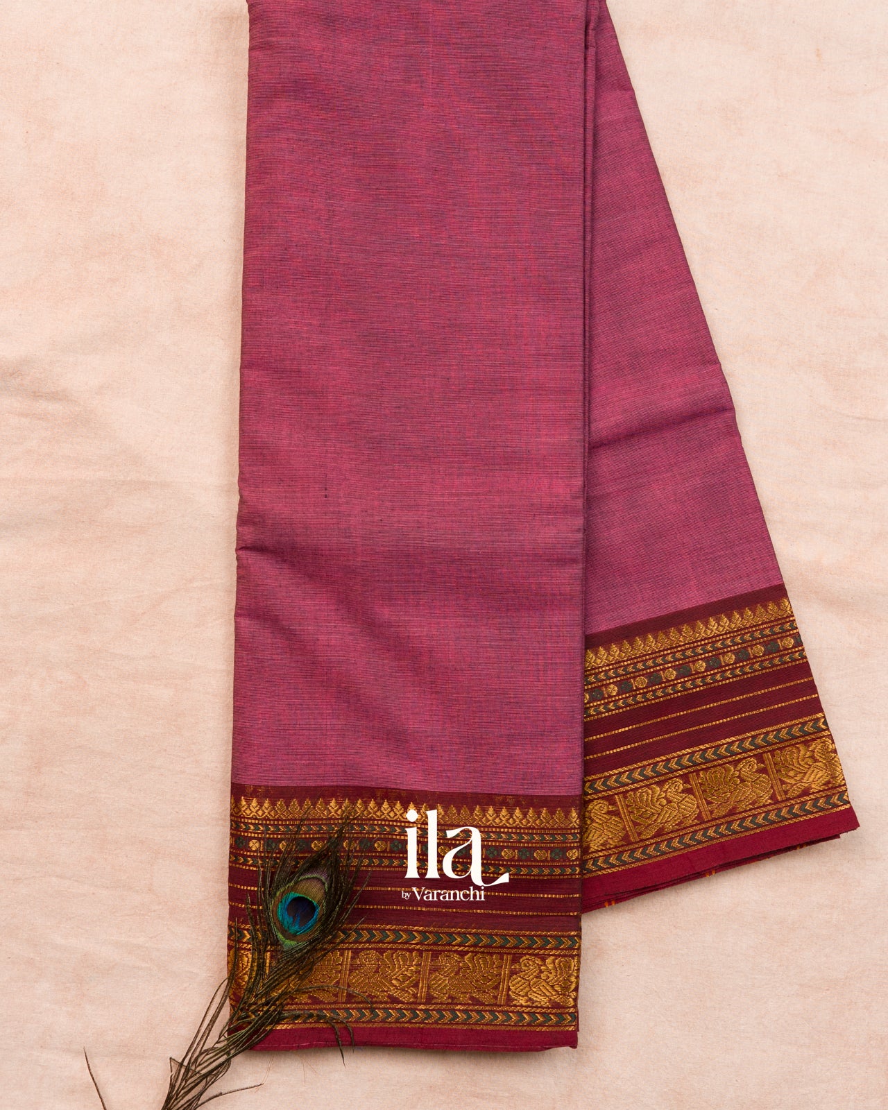 Dusty Rose Pure Kanchipuram Cotton Handloom Saree