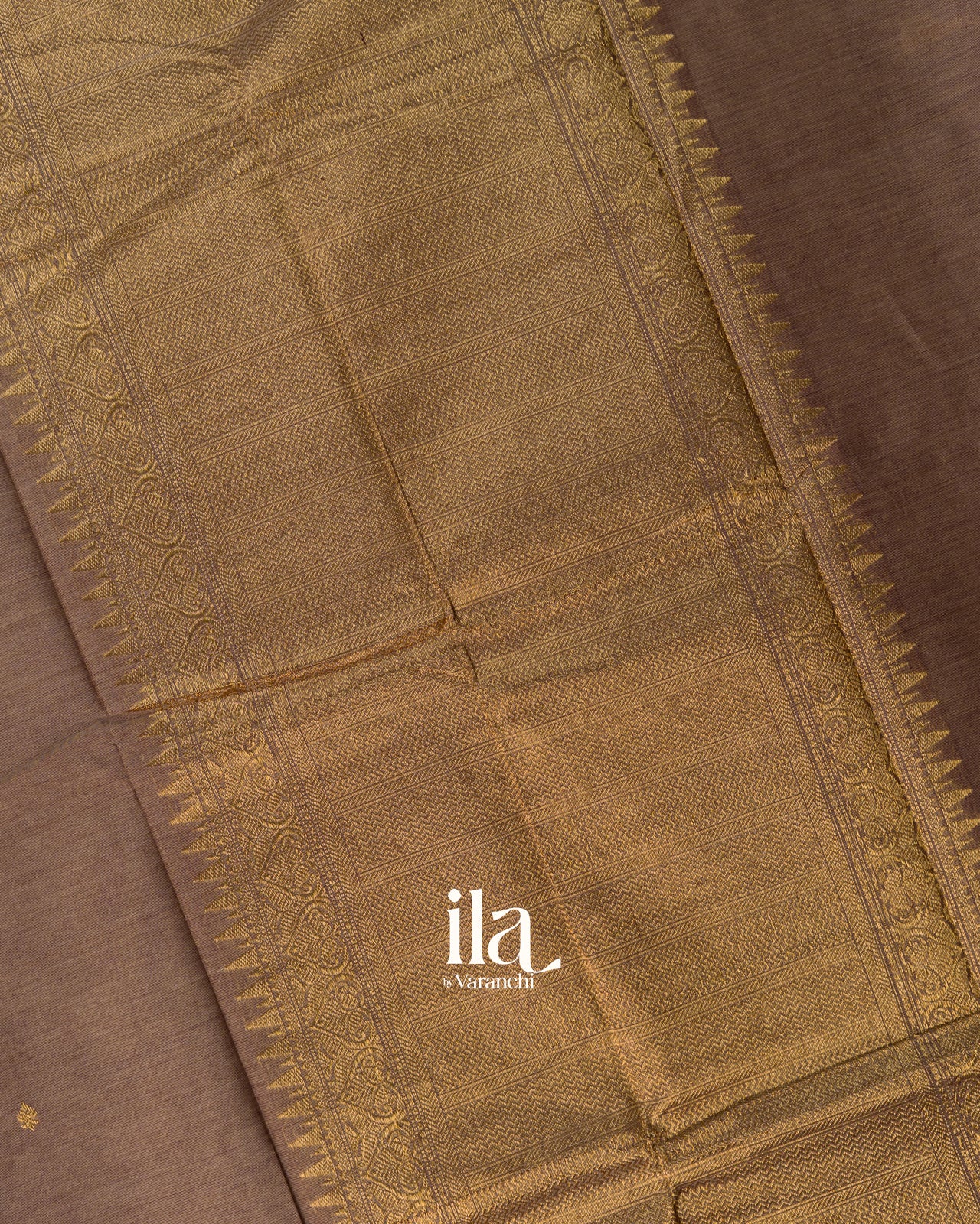 Warm Taupe Kanchipuram Cotton Saree
