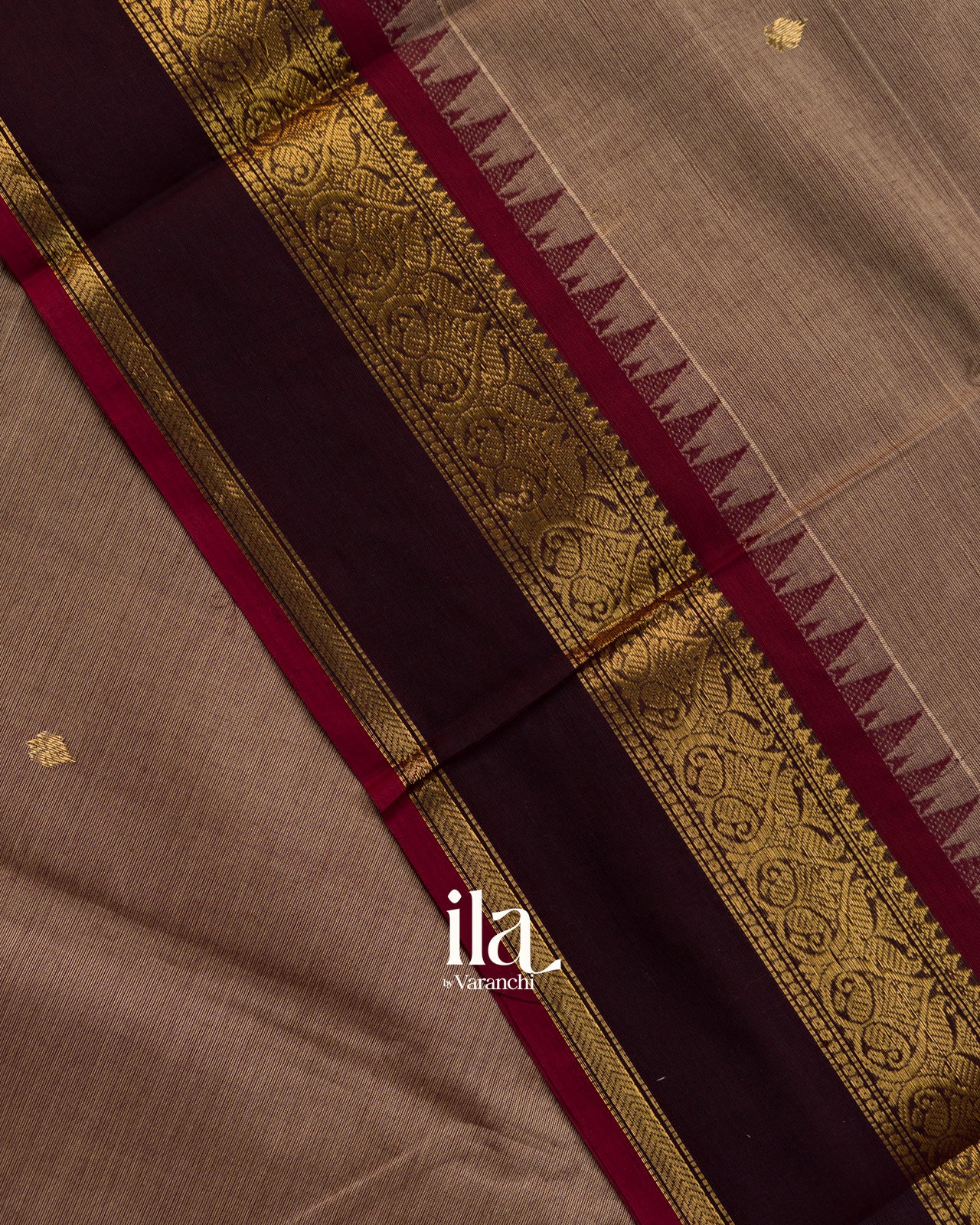 Warm Taupe Kanchipuram Cotton Saree